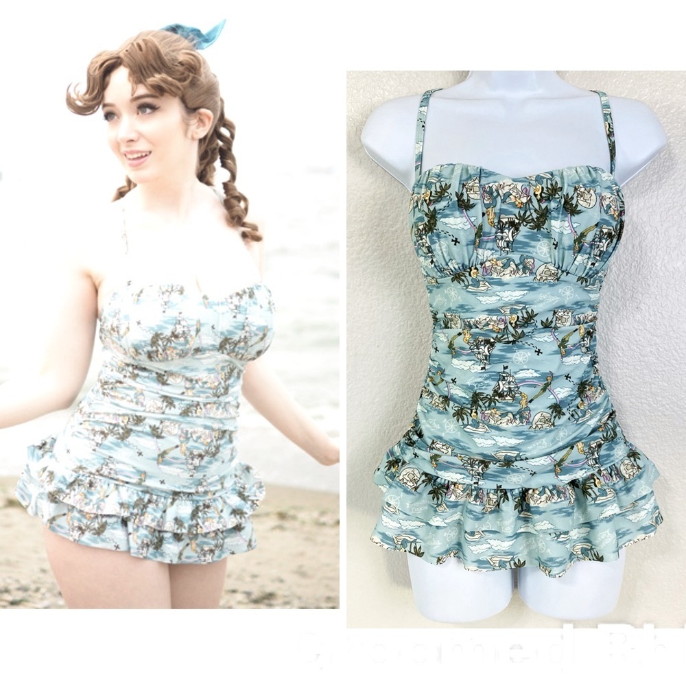 NWOT Disney Hot Topic Retro Wendy Darling Peter Pan One Piece Swim Suit Size XS